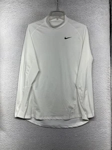 Nike Pro Therma Shirt Long Sleeve Base Layer Large White Stretch Mock Neck - Picture 1 of 11