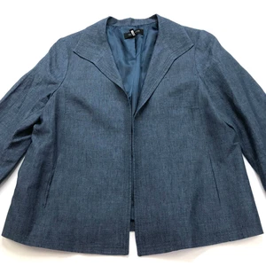 Talbots 10 MINT 100% Linen Womens Open Front Blazer Jacket Blue - Picture 1 of 13