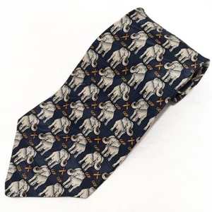 Corbata de cuello con estampado de elefante 100 % seda artefactos de museo - Imagen 1 de 8