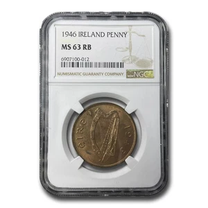 1946 Ireland Penny MS-63 NGC (Red/Brown) - Picture 1 of 3
