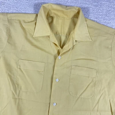 Camisa de campamento vintage años 60/70 para hombre XL* oro amarillo cuello bucle botón Rockabilly Foto 1 de 4