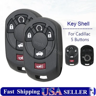 2 Replacement Remote Key Fob Shell Case For 2005 2006 2007 Cadillac STS 5 Button - Image 1 of 4