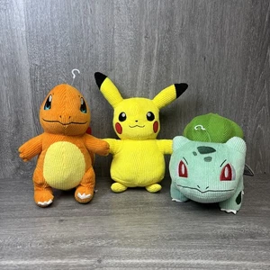 Pokemon Charmander Bulbasaur Pikachu 9 Zoll Cord Plüsch Set - Nintendo 2022 Neu - Bild 1 von 17