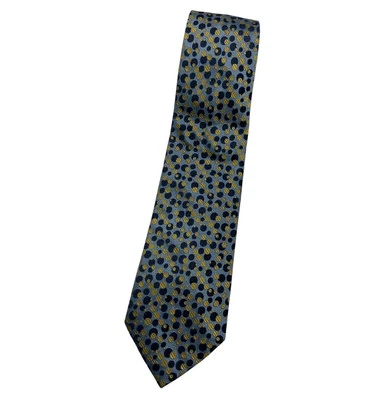 UNGARO Silk Tie ITALY Gray Gold Polka Dot W:3.6" EUC  - Image 1 of 4