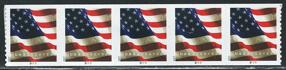 Error Print Mint US Strip of 5 Coil Flag Stamp all with Pate#,Scott# 5158 (MNH) - Image 1 of 1