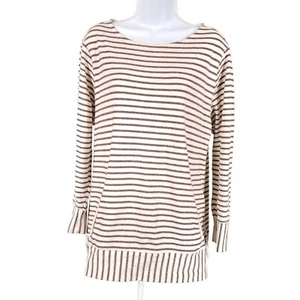 CJ Banks 3/4 Sleeve Boatneck Sweatshirt Womens Plus 1X Maroon Cream Metallic - Picture 1 of 8