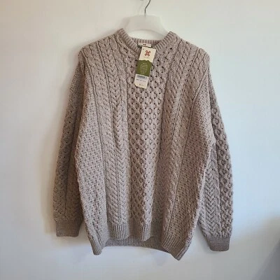 Suéter de Pescador Tejido con Cable 100% Lana Merino Carraig Donn Talla XL  Foto 1 de 4