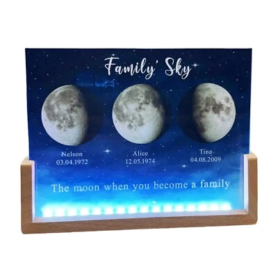 Custom Moon Phase Night Light – Personalized Family Lamp with Kids' Names & Date - Image 1 of 4