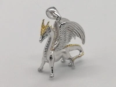 925 Silver & Gold RH Dragon Pendant - Charm - Image 1 of 4