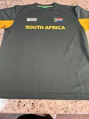 Camiseta Sudáfrica Rugby Copa Mundial 2011 Para Hombre Verde Manga Corta Talla 2XL 3XL Foto 1 de 4