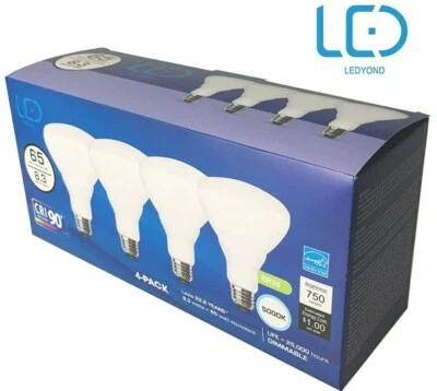 2 Boxes of 4 bulbs LEDYOND Bulb BR30 Dimmable, 8.3Watt/750 Lumens 5000k Daylight - Image 1 of 4