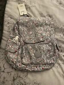 Brandneu Kipling Firefly Up gesprenkelt grau kleiner Rucksack mit Gummi Affe - Bild 1 von 7