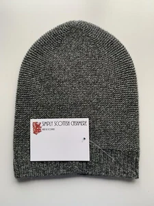 100% Pure Cashmere Light Grey Charcoal Marl Sparkle Knitted ‘Slouch’ Beanie Hat - Foto 1 di 9