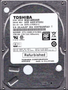 Toshiba MQ01ABB200R AZA AA00/AY000U HDKFB02WRA01 T FEB 2015 2TB 2.5" SATA 7205 - Picture 1 of 2