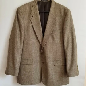 Men's Jones New York Sport Coat 43R Camel/Black Silk & Wool Blend - Picture 1 of 7
