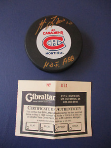 Guy Lafleur Autographed Official Bettman Game Puck - Montreal Canadians HOF 88