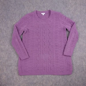 J Jill Sweater Small Petite PS Purple Cable Knit Crewneck Long Sleeve Womens - Picture 1 of 8