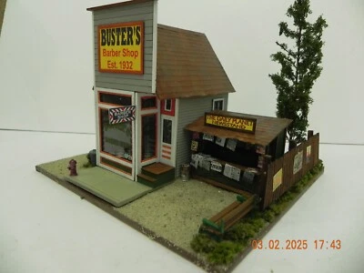 Bar Mills O Scale "Buster's Barber Shop & Newsstand" Diorama (Completely Built) - Image 1 of 4