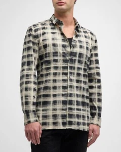 John Varvatos Men's Ross Grid Print Slim Sport Shirt sz XXl - Picture 1 of 7