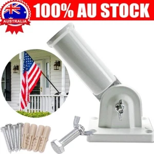 Wall Mount Flag Pole Bracket Heavy-Duty Aluminum with Adjustable Design White - Picture 1 of 13
