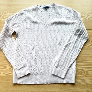 Tommy Hilfiger Womens Jumper XL White Long Sleeve V Neck Fashion Designer Style - Picture 1 of 10
