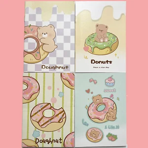 4pk Bear Doughnut Cute Animals Mini Notebooks Small Notepads Pocket Memo Pads - Picture 1 of 2
