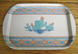 Vintage Wilscombe Melamine South West Cactus Aztec Tray England ~ 9" x 13 1/8" - Picture 1 of 9