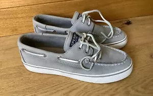 SPERRY GREY LEATHER TOP SIDER BOAT DECK SHOES UK SIZE 4 - Picture 1 of 8