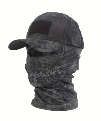 PYTHON BLACK Adjustable Tactical Ripstop Operator HAT w/ BALACLAVA Face Mask - Image 1 of 4