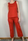 Vintage 70s Red Two Piece Set Top And Flared Trousers Pants Small Red