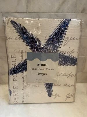 NUEVO Avanti Antigua Cortina de Ducha Náutica 72x72 Conchas Mar Estrella de Mar Sand Dollar Foto 1 de 2