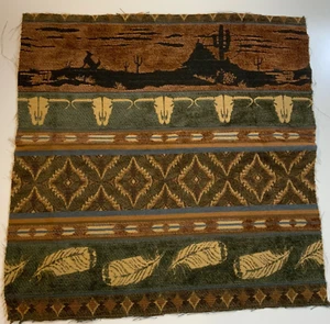 Southwest Tapestry Desert Skulls Feathers Design 17 in x 16.75 in - Picture 1 of 6