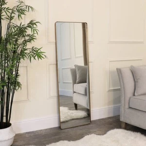 Tall rectangle wall floor leaner mirror brushed gold mirror home decor display - Picture 1 of 4
