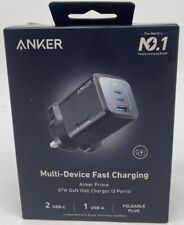 Anker Foldable Plug Multi-Device Fast Charging 67W GaN Wall Charger 3 Ports