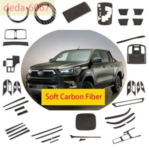 Juego completo de molduras interiores exteriores de fibra de carbono 41 unidades para T@yota Hilux Revo 15-21 - Imagen 1 de 12