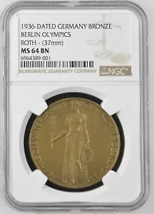 1936-DATED GERMANY BERLIN OLYMPICS BRONZE MEDAL- NGC MS 64 BN - Picture 1 of 4