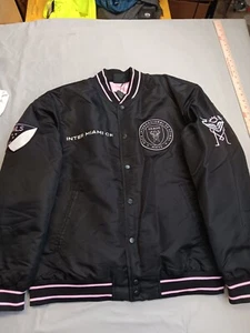 MLS Inter Miami CF Men Bomber Jacket Size Large Black full snap NWT  - Picture 1 of 14