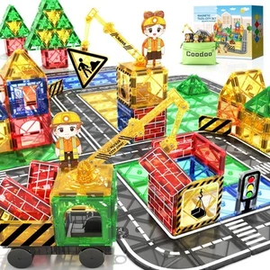 Magnetic Tiles Road Set City Building Toy With Crane For Kids Ages 3-7" - Picture 1 of 6