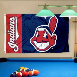 FLAG 3X5 Man Cave 3 x 5 Banner Cleveland Indians Baseball Tailgating Flags USA - Picture 1 of 12