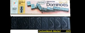 Vintage Milton Bradley MB Dragon Double Six Wooden 28 Dominoes (50% Shipping) - Picture 1 of 1