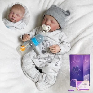 Muñecas renacidas realistas de 18" muñeca niño dormido vinilo silicona juguete para bebé recién nacido real - Imagen 1 de 7