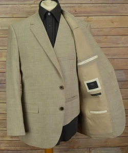 Mens Marks and Spencer 3 piece linen suit 44S W36 L31 neutral blazer trousers wc - Picture 1 of 24