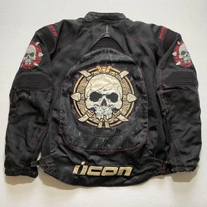 Icon Contra Sacrifice Motorcycle Jacket Mens Large Skull Graphic Armored Rare - Picture 1 of 23