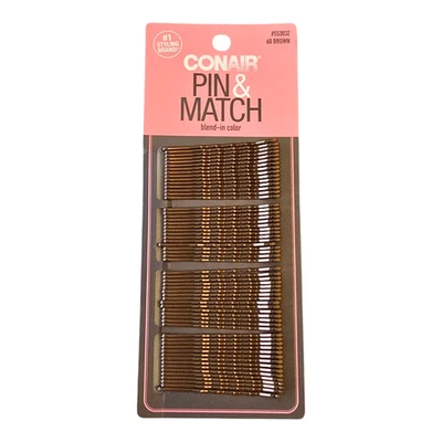 Conair Pin & Match Blend-in-Color Bobby Pins Brown 60 Pieces #55303Z - Image 1 of 2