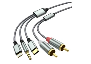 Cinch-Kabel Für Telefon, 2 Rca-Auf-3,5/Lightning-Klinkenkabel, Usb-Typ-C-Auf-2-R - Bild 1 von 7