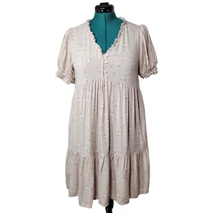 Calista kurzes Kleid Tunika Boho hauchdünn rosa geblümt Größe M - Bild 1 von 11