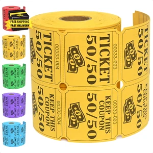 500 boletos de rifa de doble rollo, tarjetas de rifa 50/50, formulario de inscripción con nombre, dirección - Imagen 1 de 5