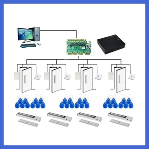 Kit de control de 4 puertas con lector/interruptor/unidad de potencia/llavero/180 kg cerraduras magnéticas - Imagen 1 de 22