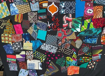 New African Fabric Scraps Quilts Slow Stitch Junk  Journals Crafts - Lot of 30 - Image 1 of 4