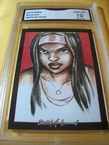 MICHONNE THE WALKING DEAD ARTIST AUTOGRAPH 2015 ACEO ART PRINT GRADED 10 B - Imagen 1 de 1